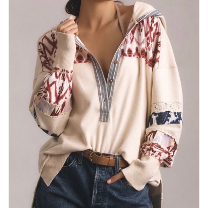 Pilcro Crafted Button Front Pullover